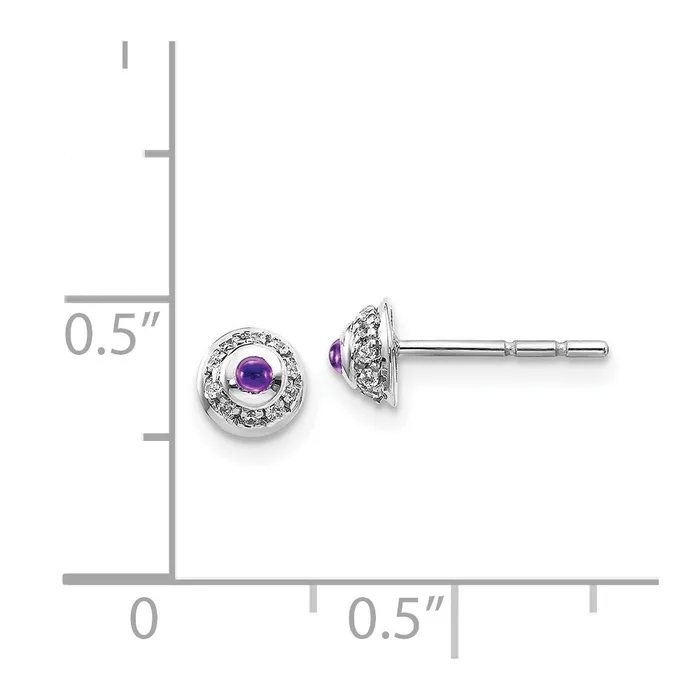 WB Choice Jewelry Earrings 14k White Gold Diamond and Cabochon Amethyst EarringsWBCEM4030AM008WA WB Choice Jewelry Earrings 14k White Gold Diamond and Cabochon Amethyst EarringsWBCEM4030AM008WA