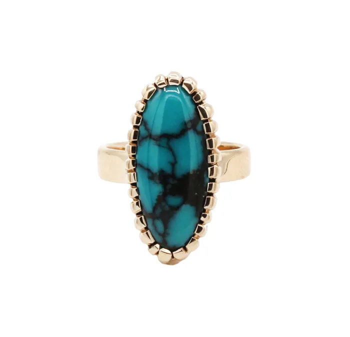 14K Gold Indian Mountain Turquoise Ring Ray Tracey Rings