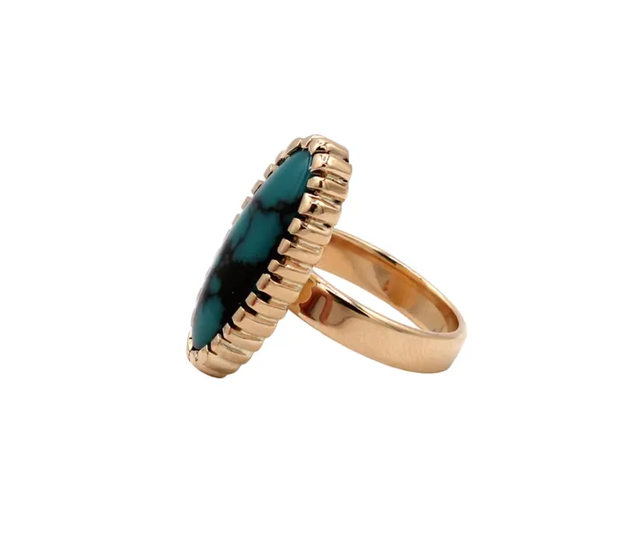 14K Gold Indian Mountain Turquoise Ring Ray Tracey Rings 14K Gold Indian Mountain Turquoise Ring Ray Tracey Rings