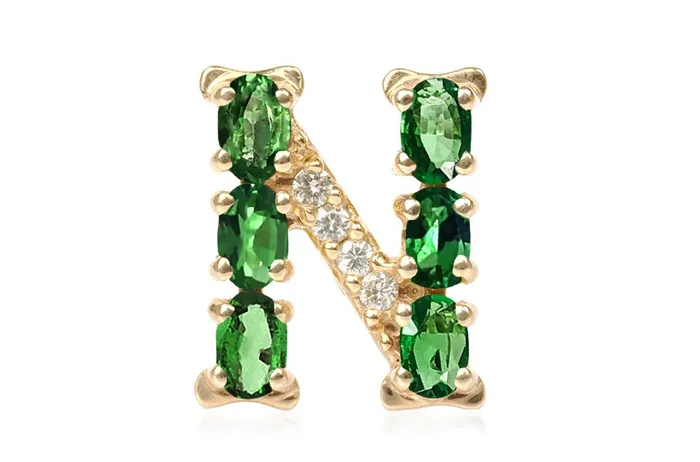 Albert Hern Cufflinks Letter N Initial 18kt Gold Necklaces