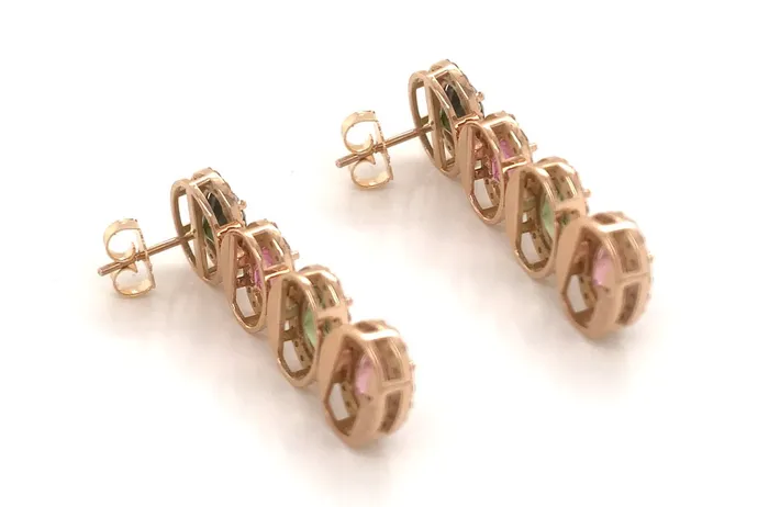 Earrings Earrings 18kt Gold Oval Tourmalines Pave Diamonds Albert Hern