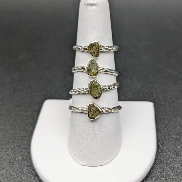 Genuine Moldavite Sterling Silver Twist Band Ring You Choose Size SK2628 Bliss Crystals Rings