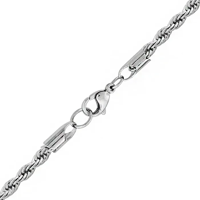 INOX JEWELRY Necklaces Silver Tone Stainless Steel Polished 35mm French Rope Chain