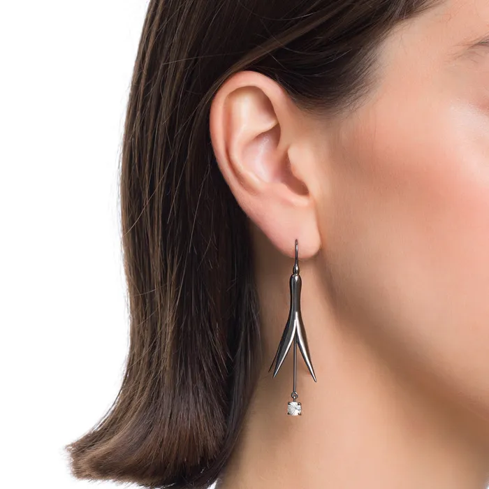 Jack Vartanian Earrings SMALL PRINCESS EARRING IN BLACK RHODIUM PLATED SILVER WITH SAPPHIRE