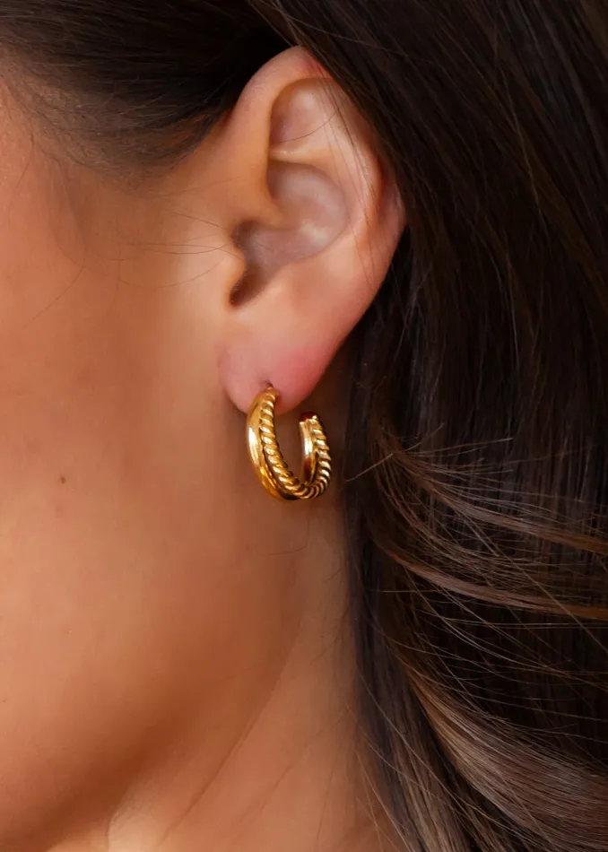 Luxe Gold Textured Double Hoops panacheaccessories PreStyled Sets