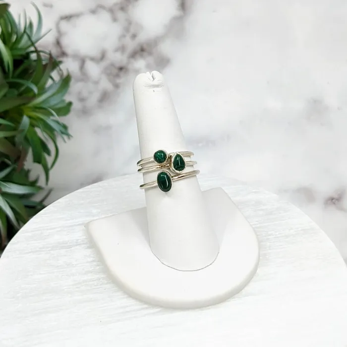 Malachite Polished Sterling Silver Dainty Stackable Ring Size 4 10 LV3219 Bliss Crystals Rings Malachite Polished Sterling Silver Dainty Stackable Ring Size 4 10 LV3219 Bliss Crystals Rings