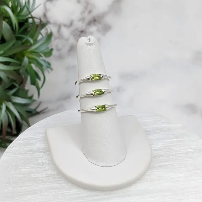 Peridot Faceted Baguette Sterling Silver Dainty Stackable Ring Size 6 8 LV3206 Bliss Crystals Rings Peridot Faceted Baguette Sterling Silver Dainty Stackable Ring Size 6 8 LV3206 Bliss Crystals Rings