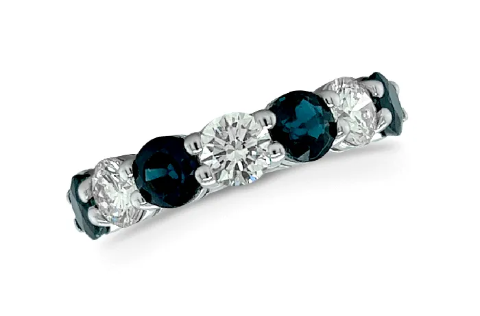 Ring 18kt Gold Half Band Sapphires Diamonds Albert Hern Rings