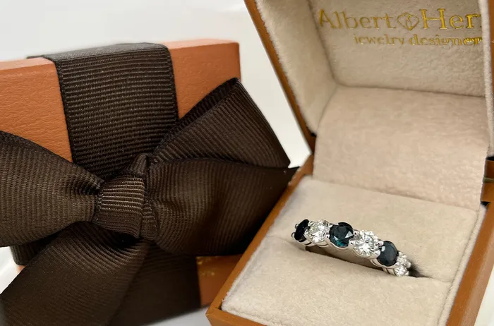Ring 18kt Gold Half Band Sapphires Diamonds Albert Hern Rings Ring 18kt Gold Half Band Sapphires Diamonds Albert Hern Rings