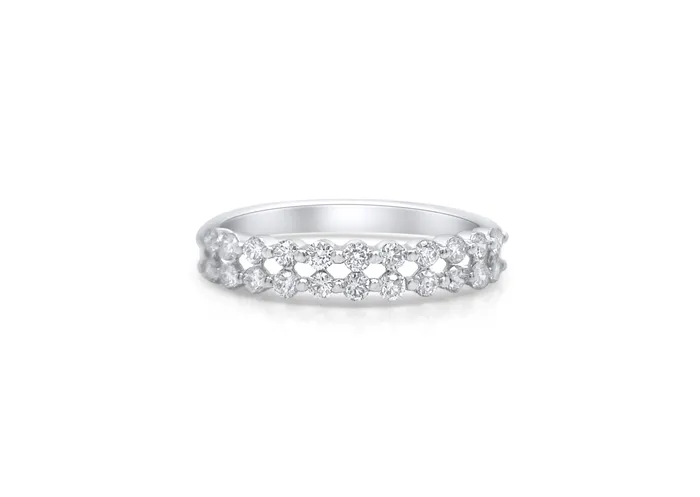Rings Albert Hern Ring 18kt Half Band Double Diamond Line 040 carats