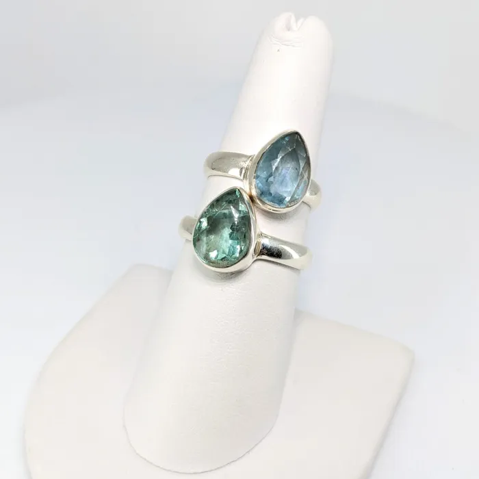 Rings Bliss Crystals Blue Fluorite Faceted Teardrop Ring Pick Size 5g SK9359