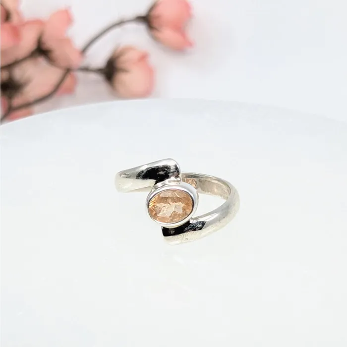 Rings Bliss Crystals Gold Topaz Sz 55 Faceted SS Ring LV6509