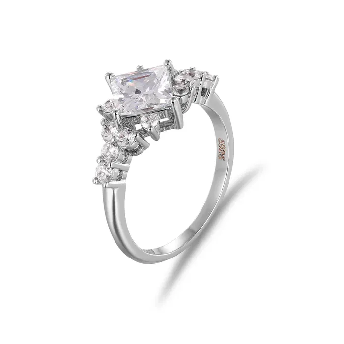 Rings icezeusshop Moissanite Princess Cut Vintage Engagement Ring