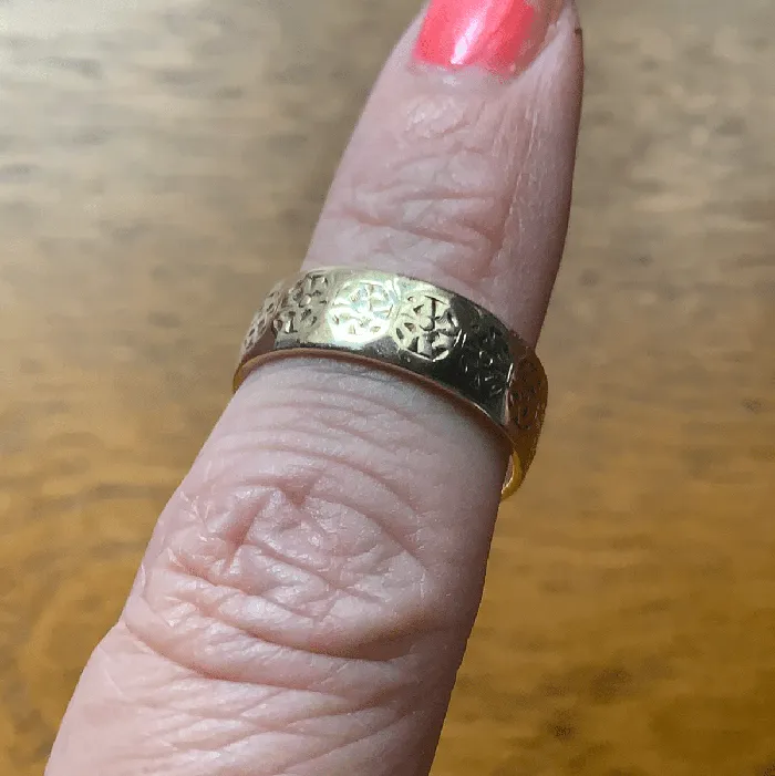 Rings Love Vintage Paris Engraved Flower Band 9k Gold Vintage