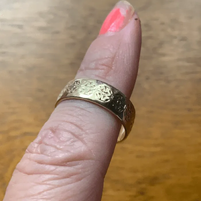 Rings Love Vintage Paris Engraved Flower Band 9k Gold Vintage
