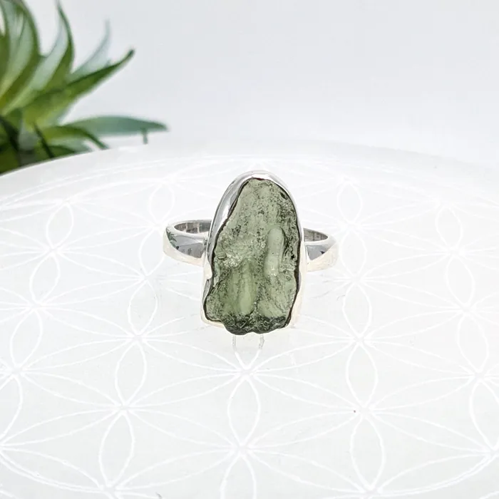 Rings Moldavite 6 Sz 75 SS Ring LV7039 Bliss Crystals