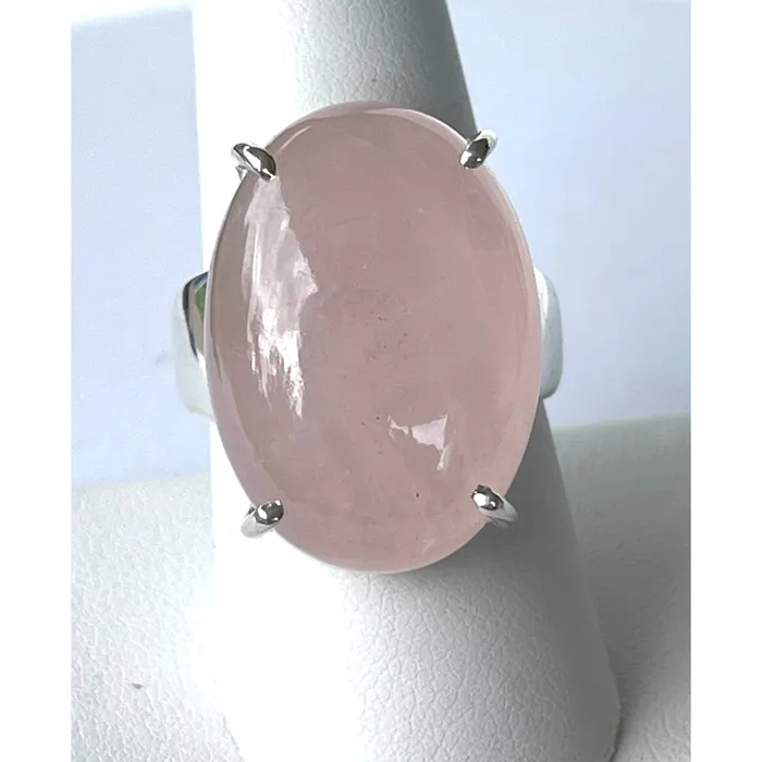 Rings Rose Quartz Ring Oval SS Sz 9 30 OFF SALE VT011 Bliss Crystals