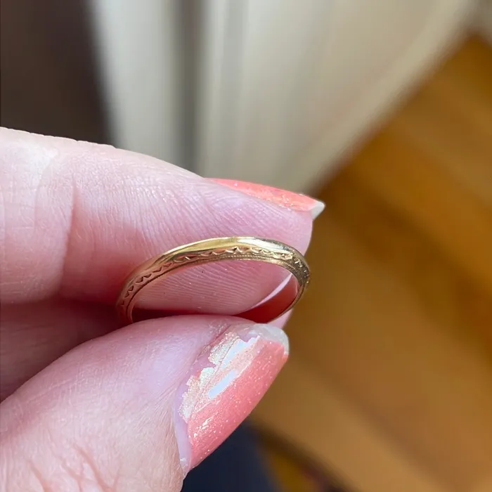 Rings Vintage Paris Jewelry Engraved and Angled Gold Band 