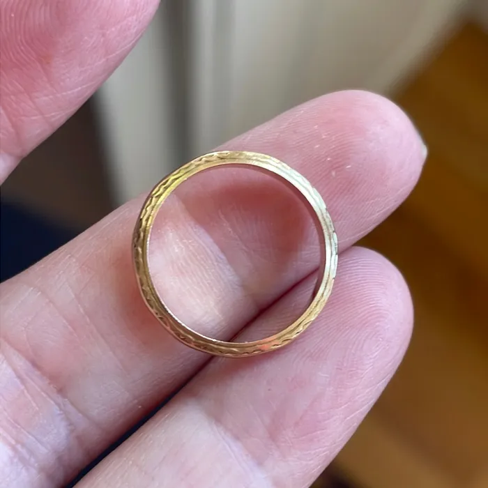 Rings Vintage Paris Jewelry Engraved and Angled Gold Band Rings Vintage Paris Jewelry Engraved and Angled Gold Band