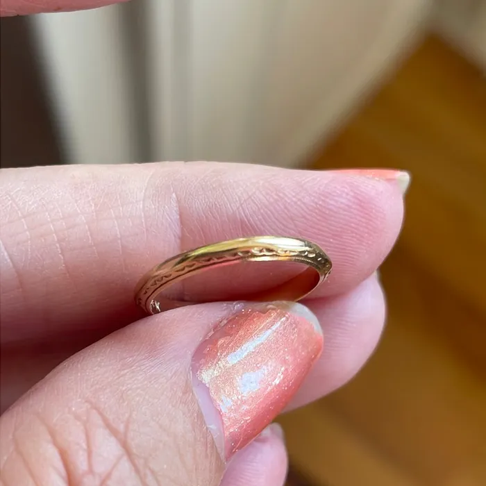 Rings Vintage Paris Jewelry Engraved and Angled Gold Band Rings Vintage Paris Jewelry Engraved and Angled Gold Band