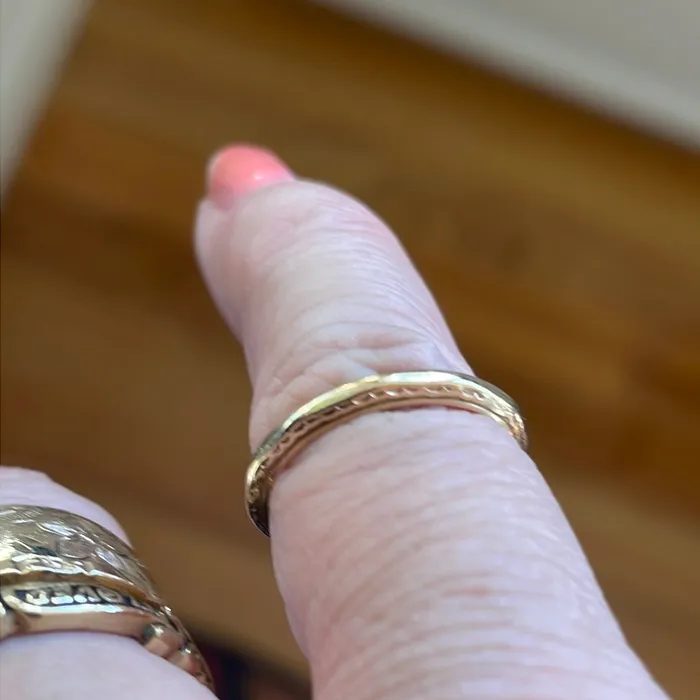 Rings Vintage Paris Jewelry Engraved and Angled Gold Band Rings Vintage Paris Jewelry Engraved and Angled Gold Band