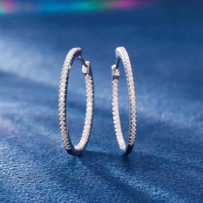 S925 Silver 11mm Moissanite Round Hoop Earrings icezeusshop Earrings