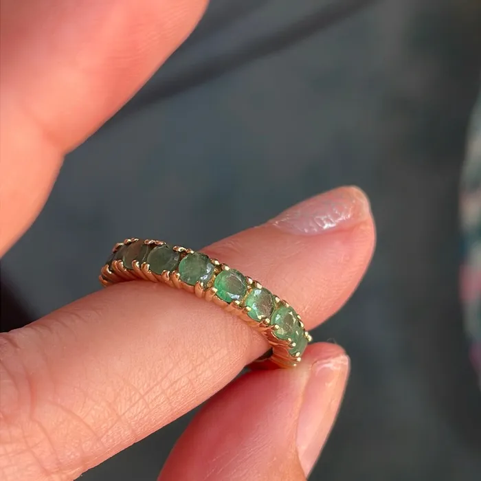 Vintage Paris Jewelry Rings Emerald Eternity Band 14k Gold Vintage