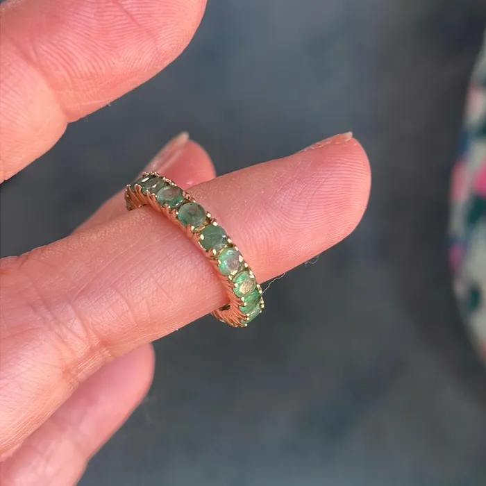 Vintage Paris Jewelry Rings Emerald Eternity Band 14k Gold Vintage Vintage Paris Jewelry Rings Emerald Eternity Band 14k Gold Vintage
