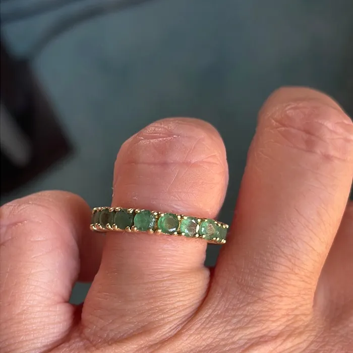 Vintage Paris Jewelry Rings Emerald Eternity Band 14k Gold Vintage Vintage Paris Jewelry Rings Emerald Eternity Band 14k Gold Vintage