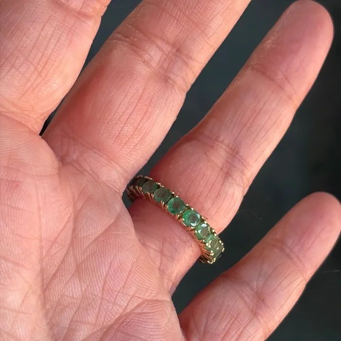 Vintage Paris Jewelry Rings Emerald Eternity Band 14k Gold Vintage Vintage Paris Jewelry Rings Emerald Eternity Band 14k Gold Vintage