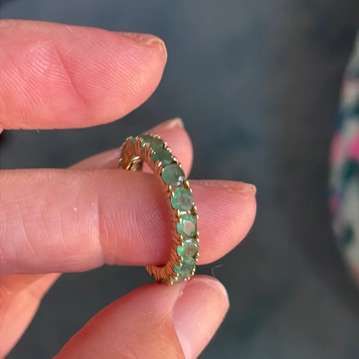Vintage Paris Jewelry Rings Emerald Eternity Band 14k Gold Vintage Vintage Paris Jewelry Rings Emerald Eternity Band 14k Gold Vintage