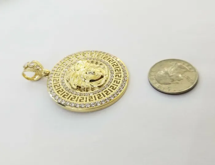 10k Yellow Gold Round Circle Charm Pendant 2 Inches 10kt gold globalwatches10 PreStyled Sets