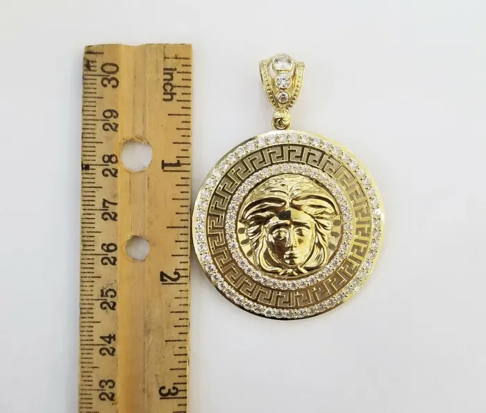 10k Yellow Gold Round Circle Charm Pendant 2 Inches 10kt gold globalwatches10 PreStyled Sets