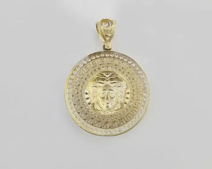 10k Yellow Gold Round Circle Charm Pendant 2 Inches 10kt gold globalwatches10 PreStyled Sets
