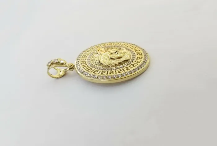 10k Yellow Gold Round Circle Charm Pendant 2 Inches 10kt gold globalwatches10 PreStyled Sets
