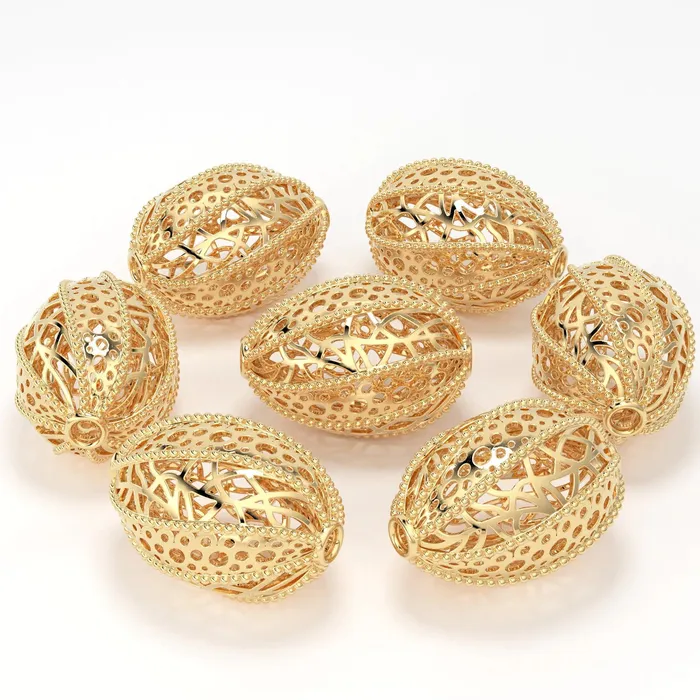 14k 18k Solid Gold Handmade Designer Egg Shaped Spacer Gold Bead Finding 121316mm Jalvi Co PreStyled Sets
