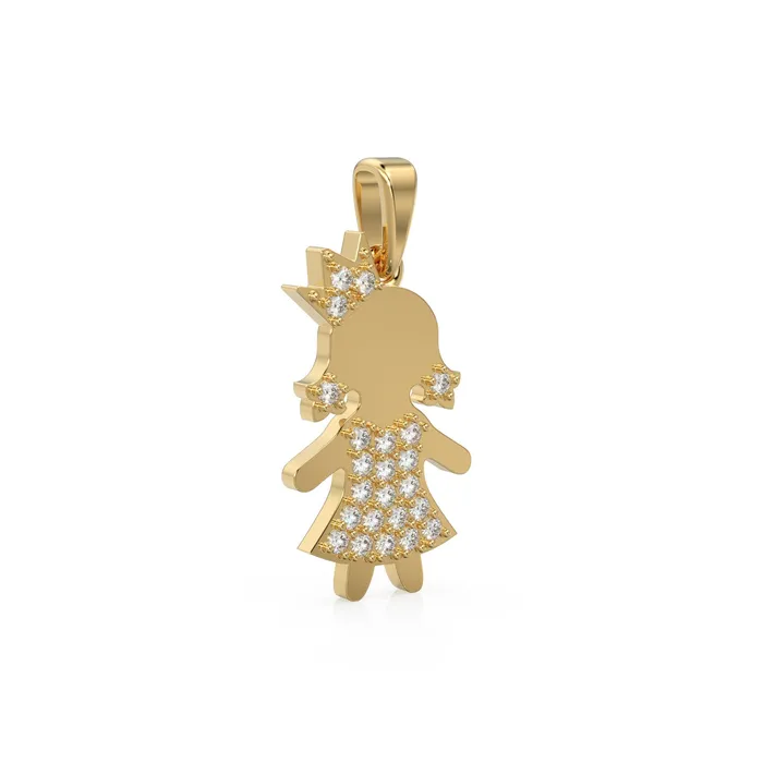 14K Solid Yellow Gold Girl Pendant 14k 18k Solid Gold Pendant Baby Gold Charm Jewelry for Children Teen Jalvi Co PreStyled Sets