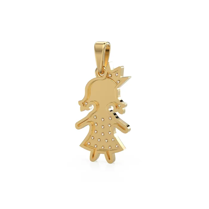 14K Solid Yellow Gold Girl Pendant 14k 18k Solid Gold Pendant Baby Gold Charm Jewelry for Children Teen Jalvi Co PreStyled Sets