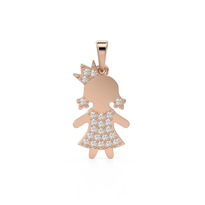 14K Solid Yellow Gold Girl Pendant 14k 18k Solid Gold Pendant Baby Gold Charm Jewelry for Children Teen Jalvi Co PreStyled Sets