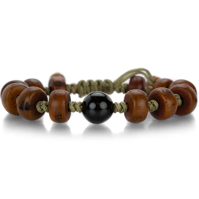Bodhi Seed Bead Bracelet with Black Tourmaline Joseph Brooks Bracelets