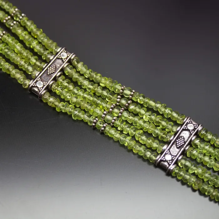 Bracelets Beads Supplies USA Christmas Gift 335g Totally Handmade Peridot Rondelle Beads 925 Sterling Silver Bracelet