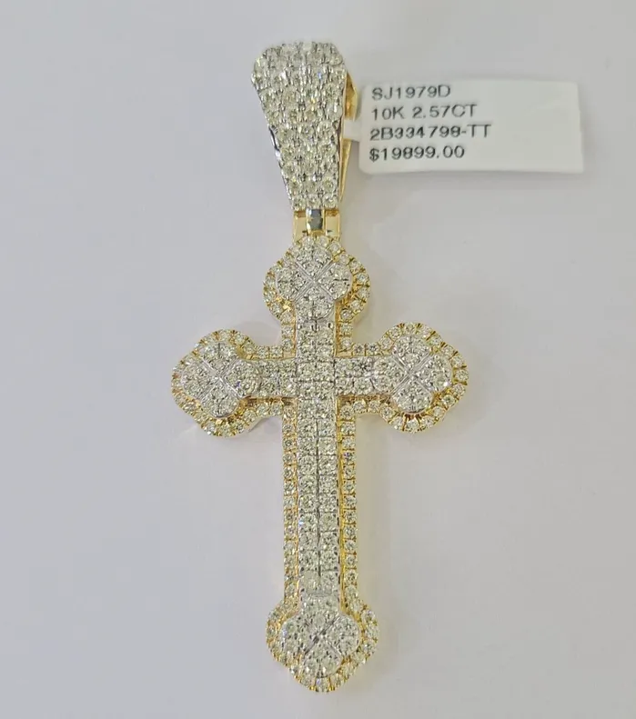Charm Necklaces Gold and Diamond 10k Yellow Gold Diamond Jesus Cross Charm Pendant Genuine Diamond Real