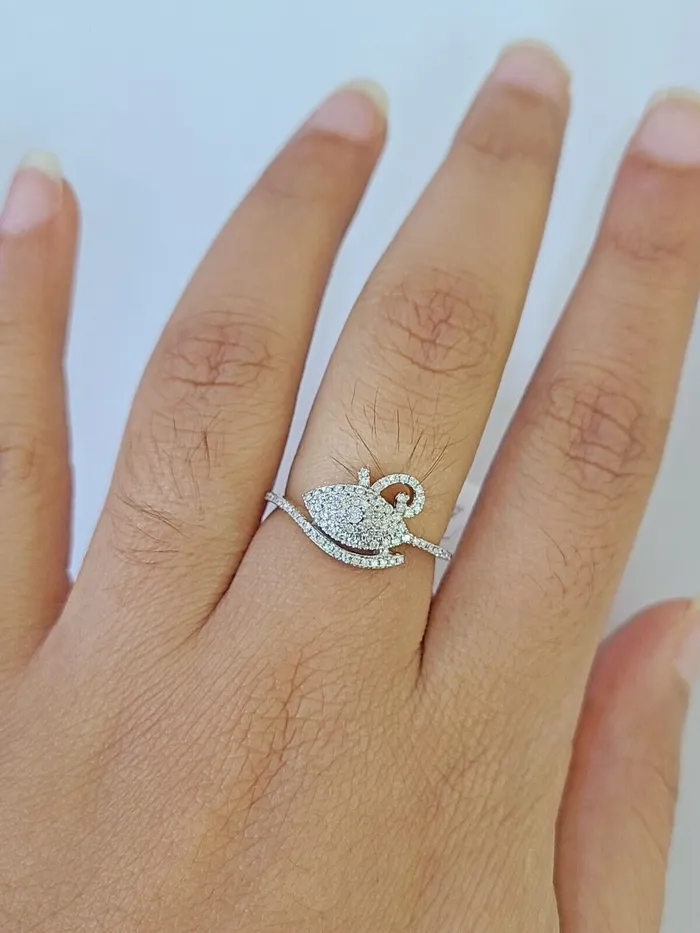 Globalwactches10 Rings Real 10k Diamond Ladies Ring Evil Eye Yellow Gold Women Casual Genuine