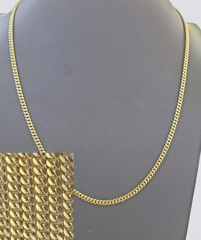 Globalwatches10 PreStyled Sets 14k Yellow Gold 4mm Miami Cuban Link Chain Necklace22
