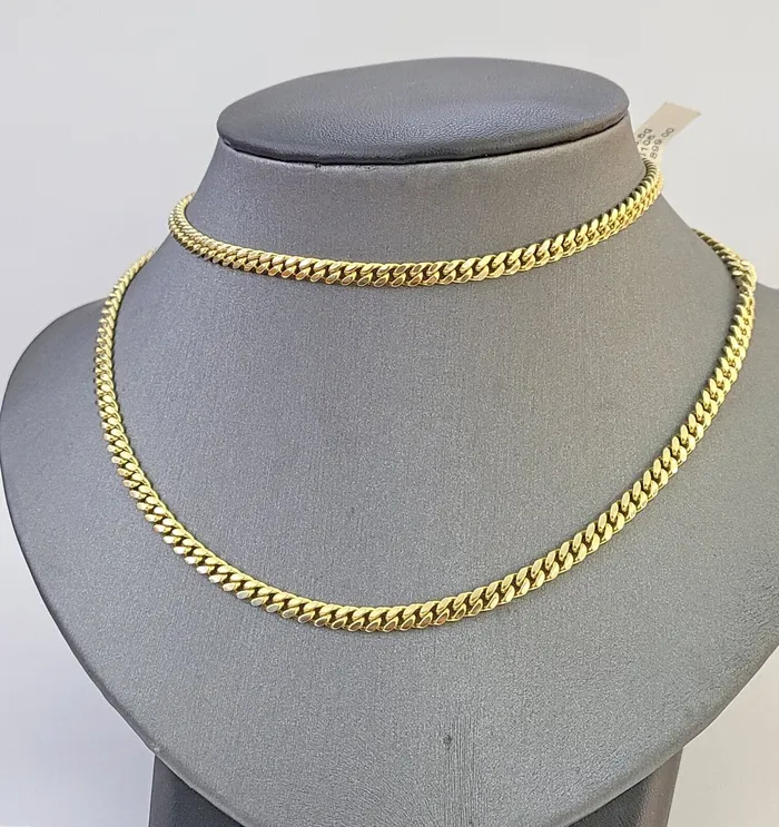 Globalwatches10 PreStyled Sets 14k Yellow Gold 4mm Miami Cuban Link Chain Necklace22