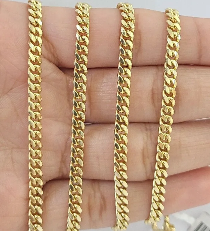Globalwatches10 PreStyled Sets 14k Yellow Gold 4mm Miami Cuban Link Chain Necklace22