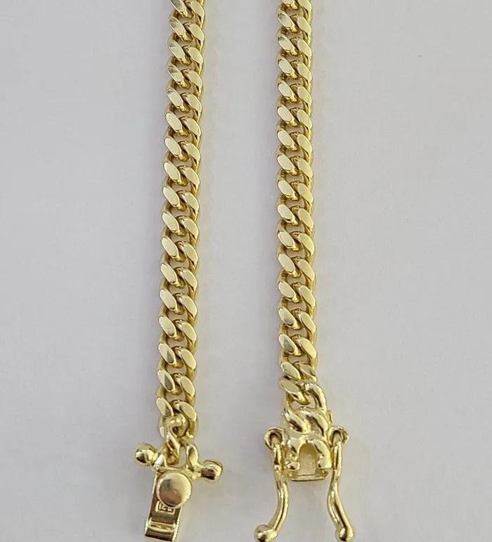 Globalwatches10 PreStyled Sets 14k Yellow Gold 4mm Miami Cuban Link Chain Necklace22