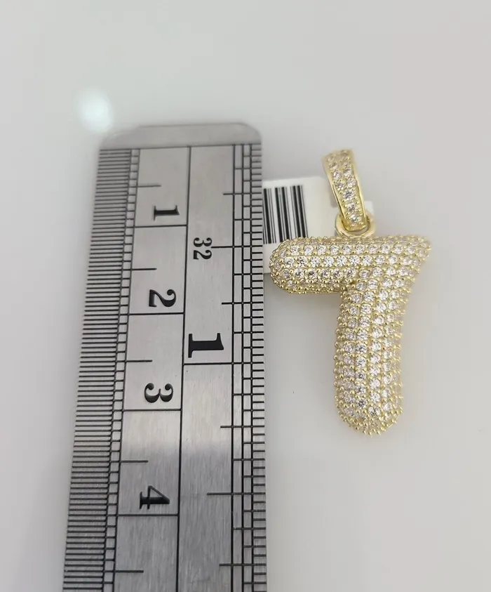 Gold and Diamond Charm Necklaces 10K Solid Gold Miami Cuban Chain 25mm Number 7 Seven Charm SET 1824 Pendant