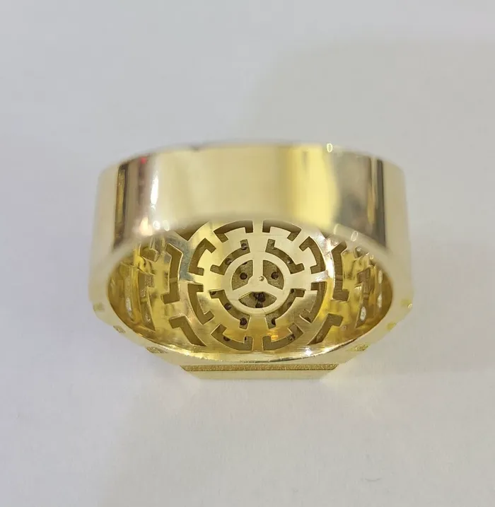 Gold and Diamond Real 10k Ring Crown Fancy Design Yellow Gold Men Casual 10kt Rings