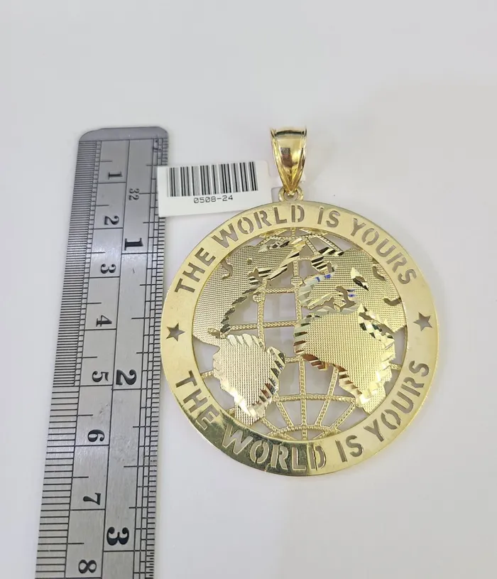 Gold and Diamond Real 10k Rope Chain World is Yours Charm Set 7mm 2028 Inch Necklace Gold Necklaces